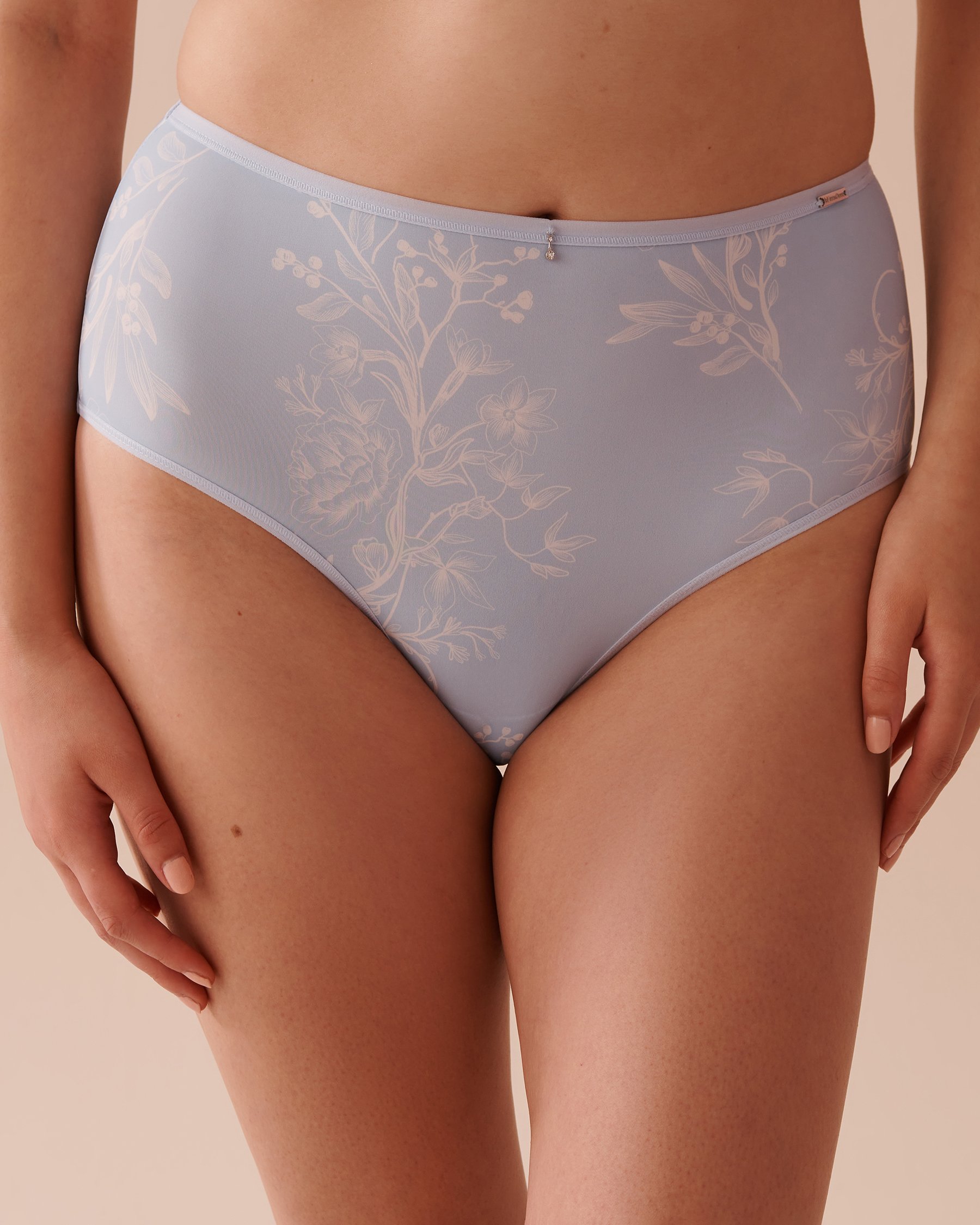 LA VIE EN ROSE Microfiber Sleek Back High Waist Bikini Panty Icy Blue Garden 20300346 - View1