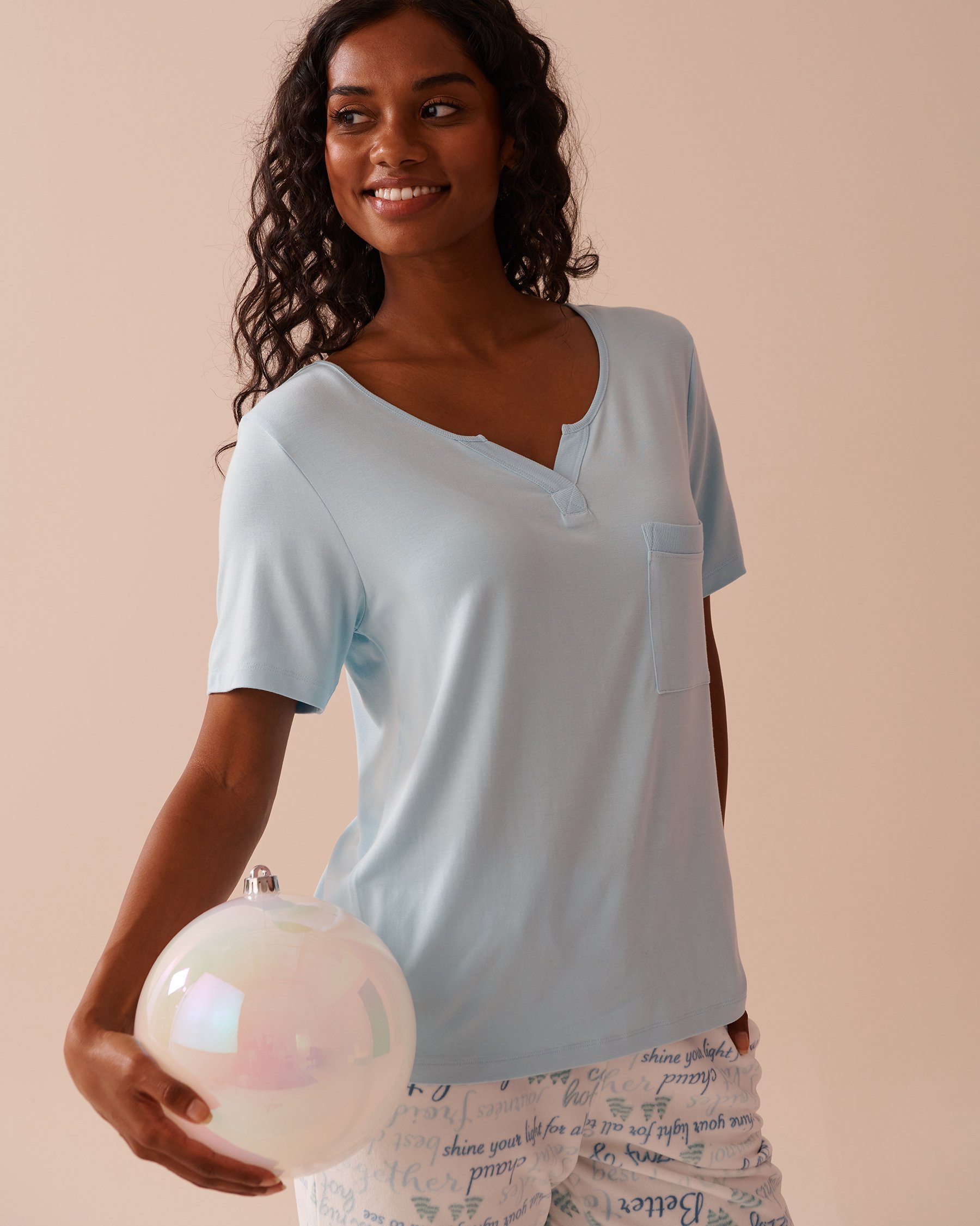 LA VIE EN ROSE Bamboo T-shirt Winter Blue 40100671 - View1