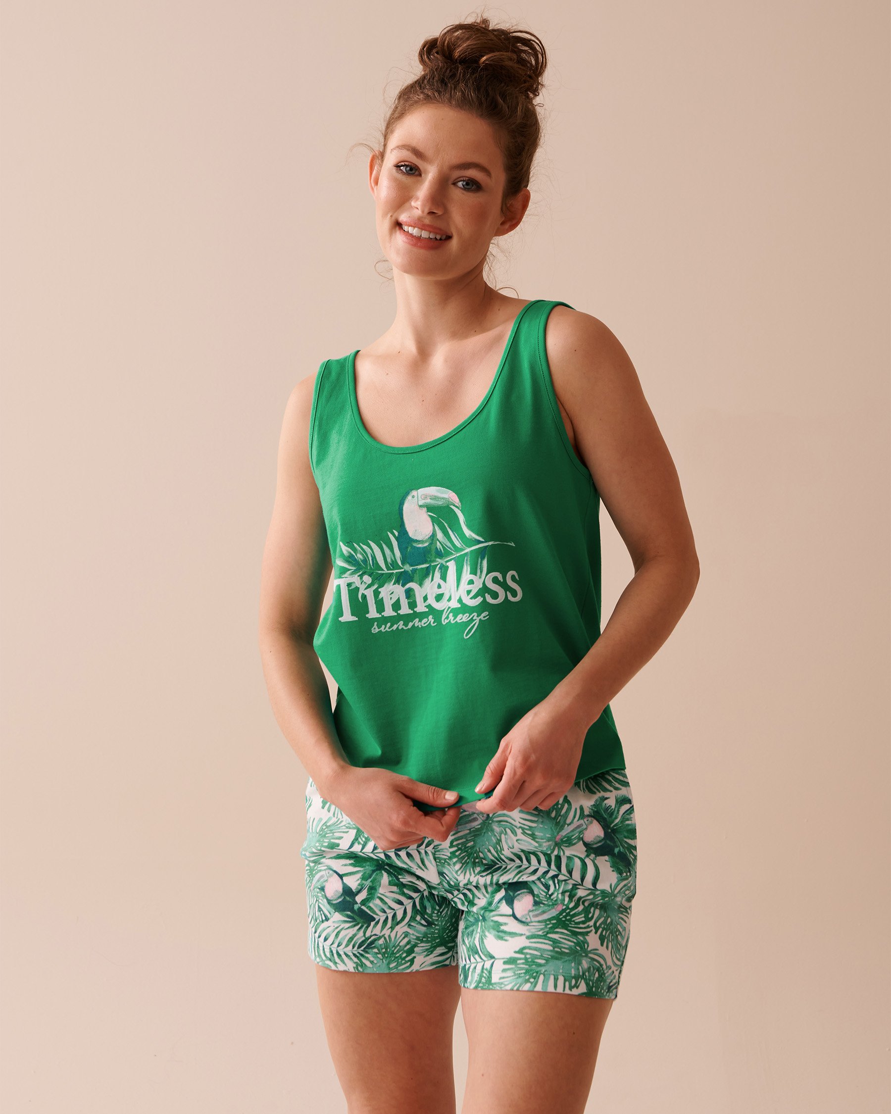 LA VIE EN ROSE Cotton Cami Tropical Green 40100583 - View1