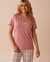 LA VIE EN ROSE Sunflower Print Cotton Crew Neck T-shirt Old Pink 40100693 - View1