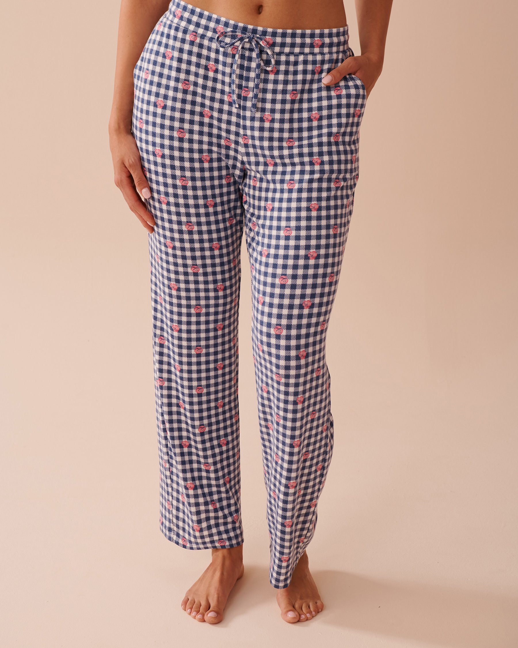 LA VIE EN ROSE Gingham Print Recycled Fibers Pajama Pants Gingham/Roses 40200662 - View1