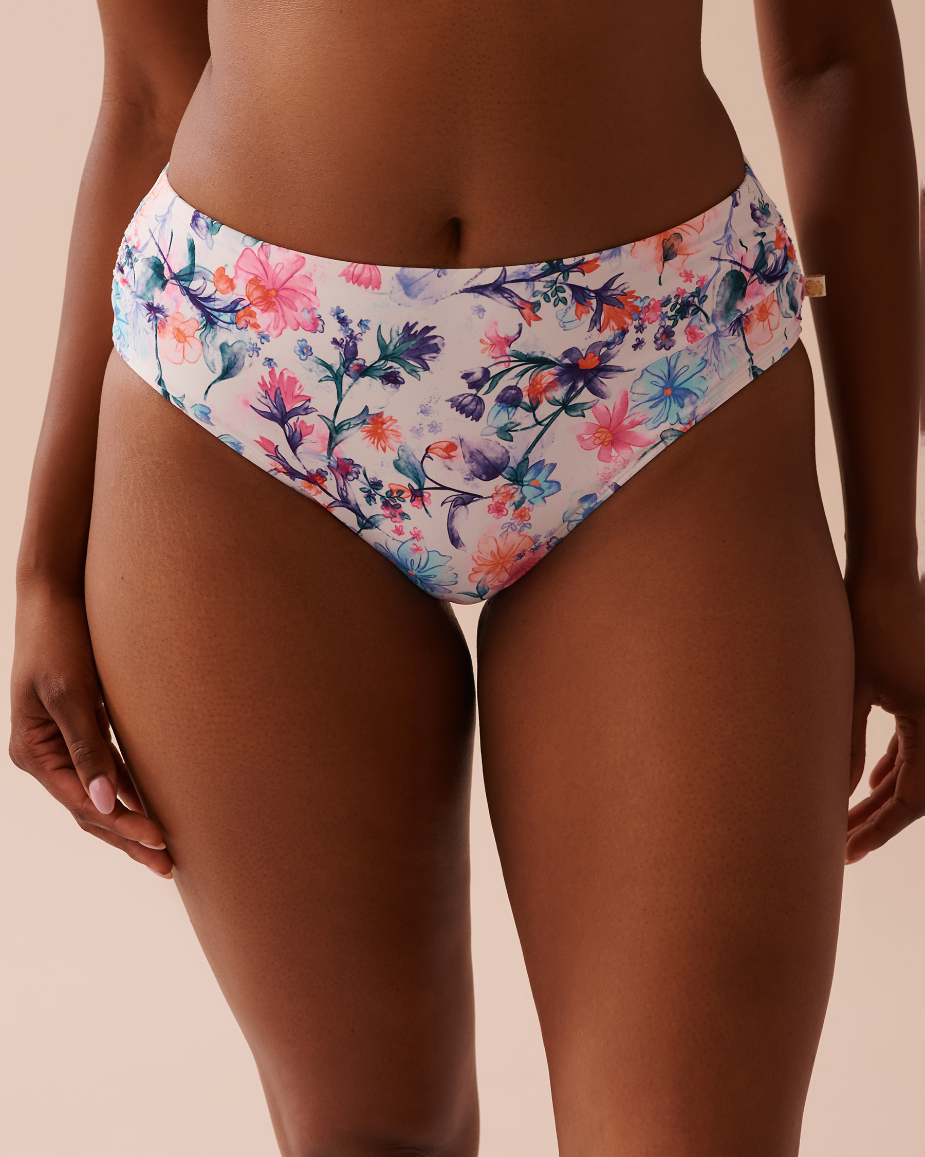 LA VIE EN ROSE AQUA WATERCOLOR Mid-rise Bikini Bottom Watercolor Flowers 70300642 - View1