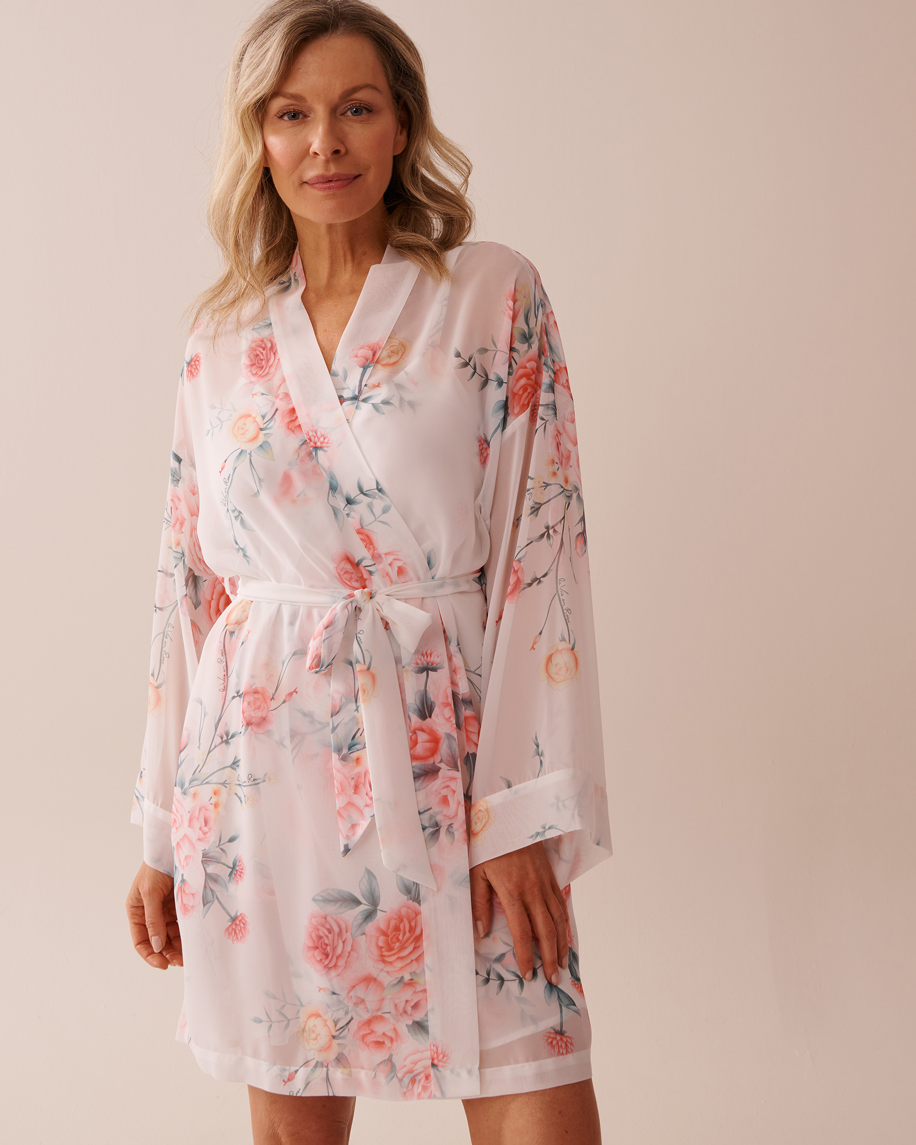 LA VIE EN ROSE Kimono en chiffon bouquet romantique Bouquet romantique 60600090 - View1