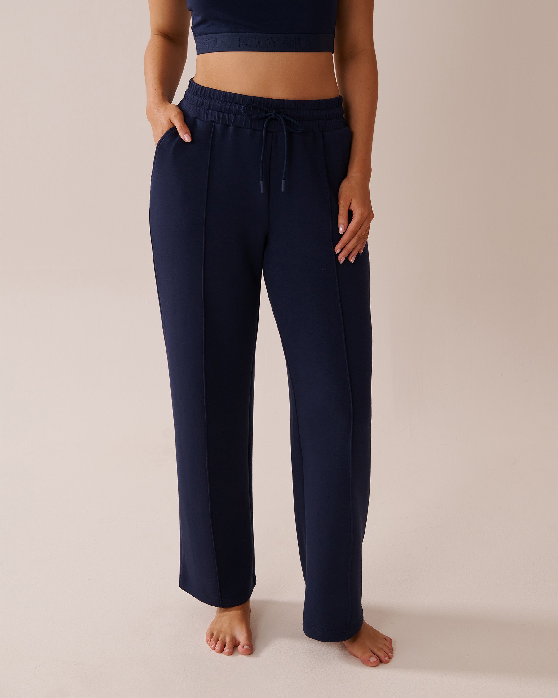 LA VIE EN ROSE Wide Leg Pants Navy Blue 50200087 - View1