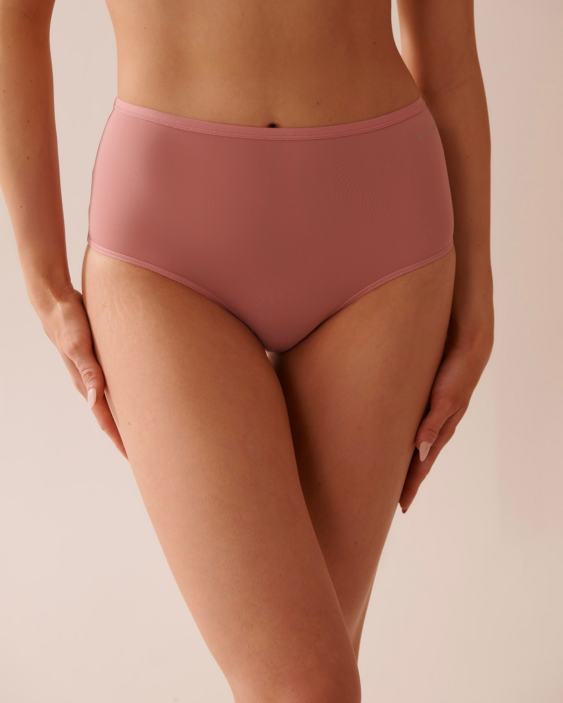 LA VIE EN ROSE Culotte bikini taille haute microfibre dos lisse Vieux rose 20300395 - View1