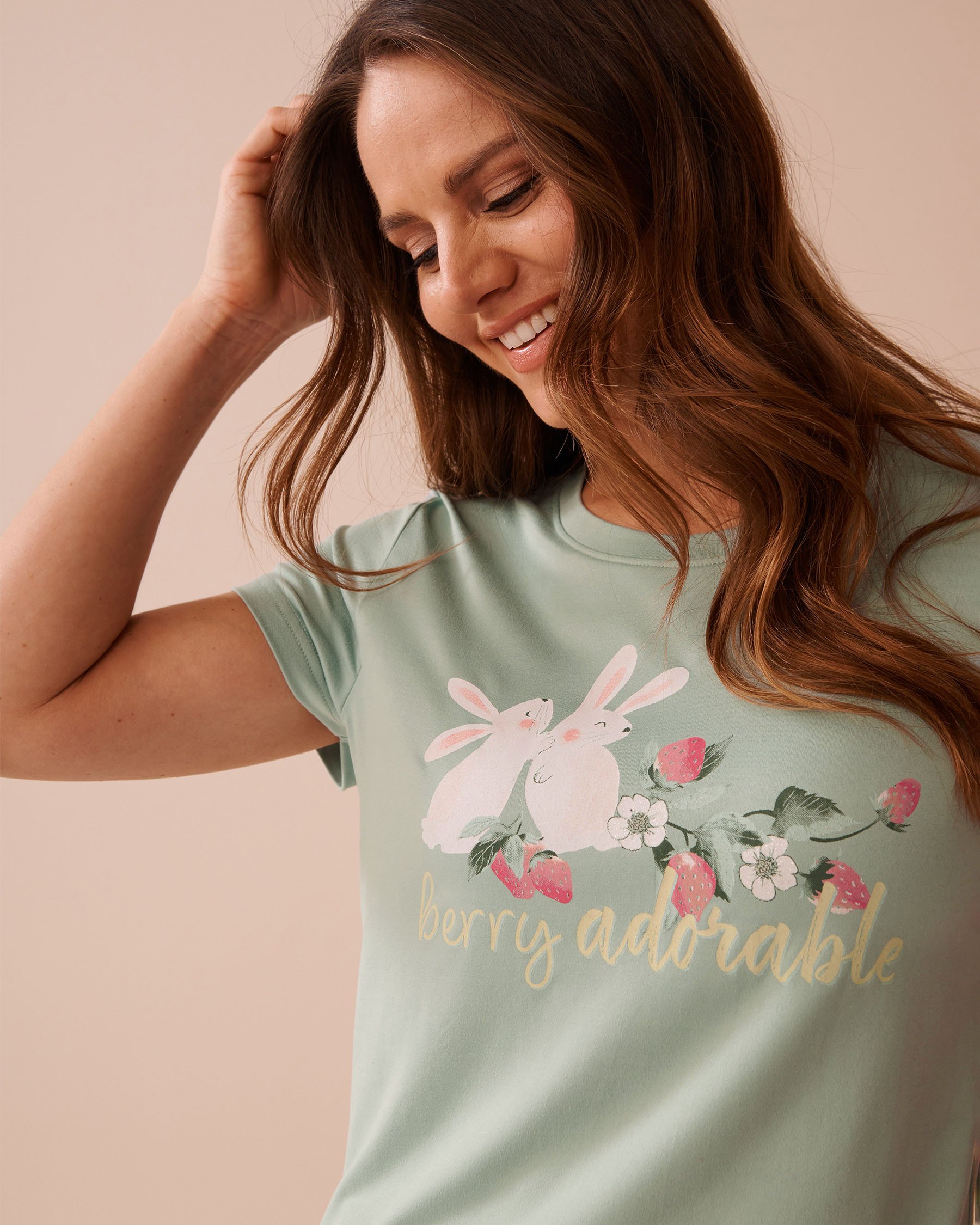 T-shirt ultra doux imprimé lapin et fraise