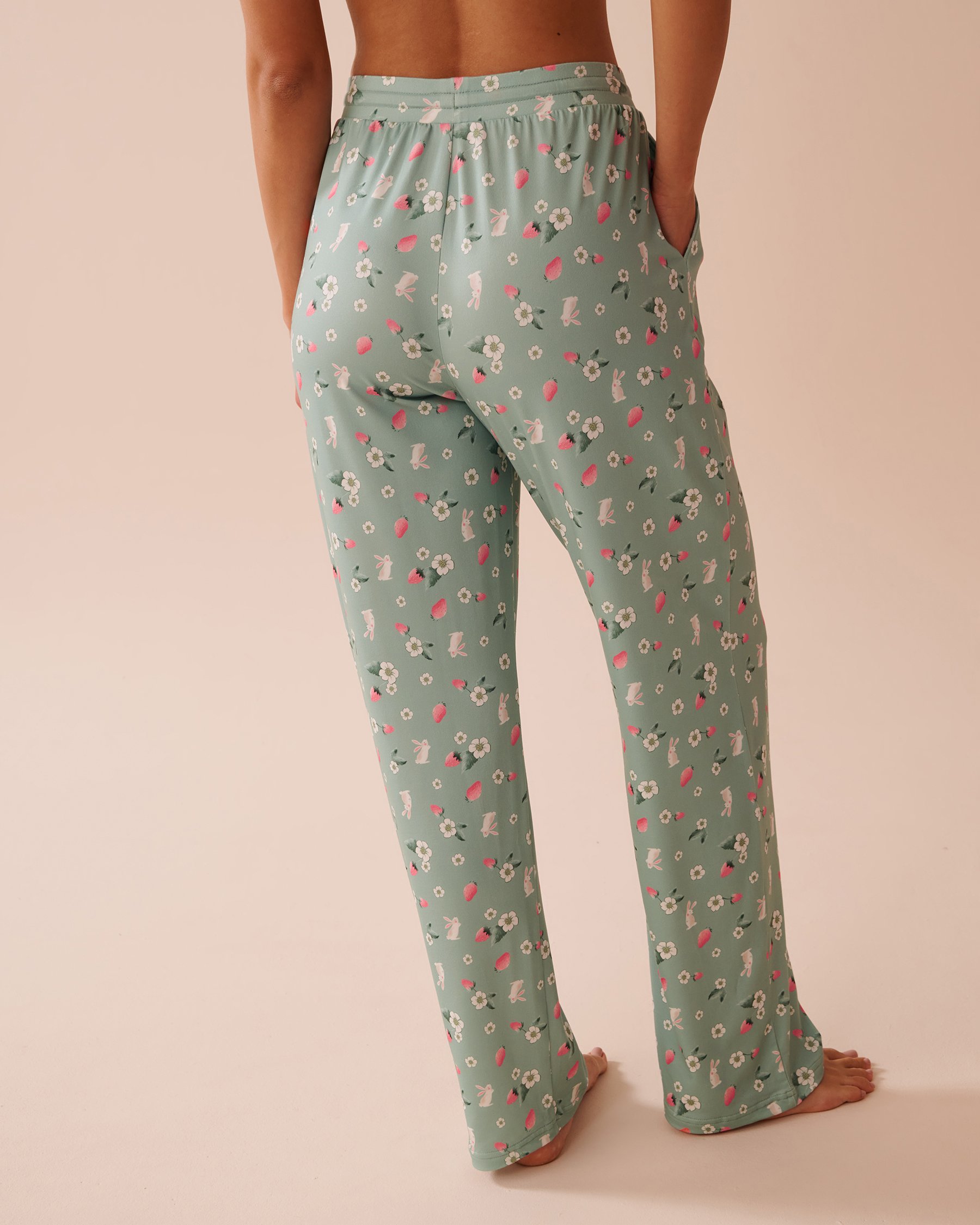 Pantalon de pyjama ultra doux imprimé lapin et fraise