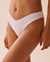 LA VIE EN ROSE AQUA SOLID Ribbed Thong Bikini Bottom White 70300680 - View1