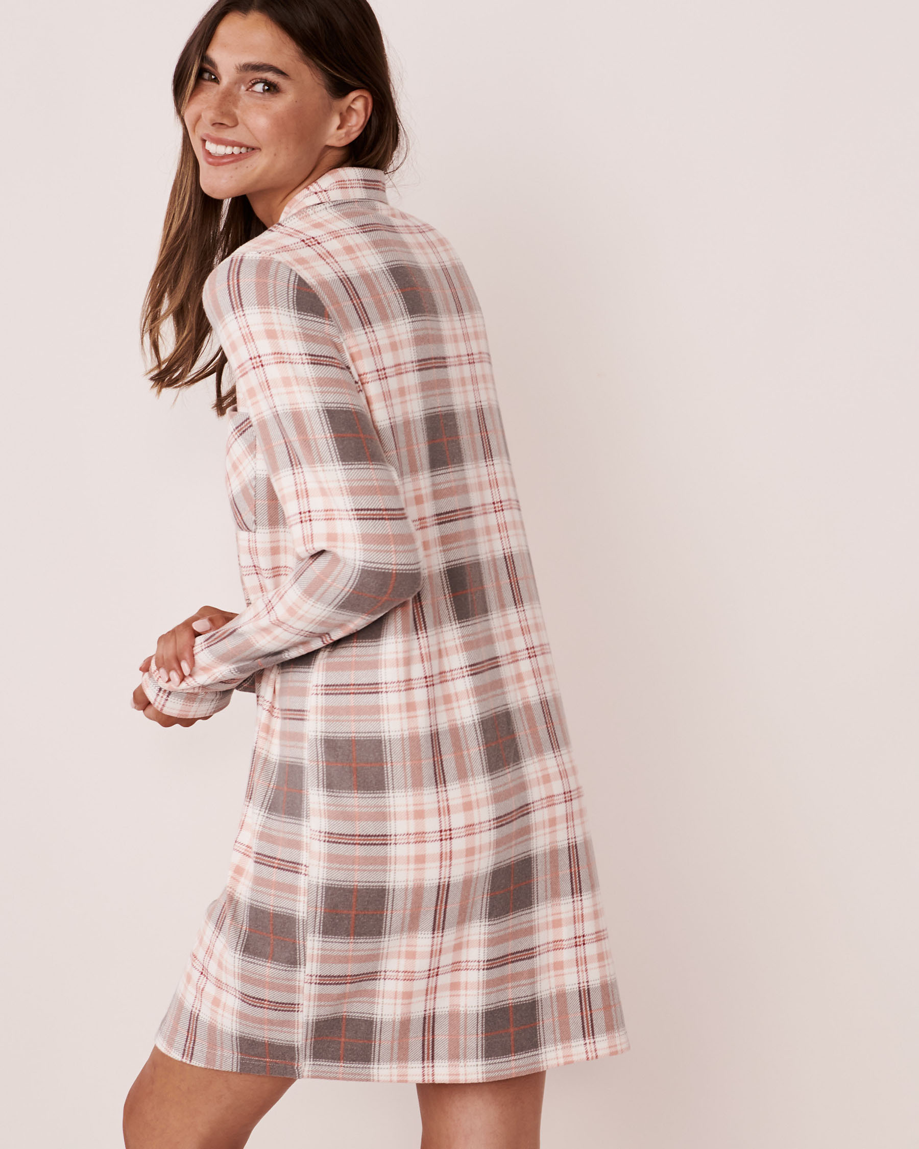 Recycled Fibers Button-down Sleepshirt - Pink plaid | la Vie en Rose