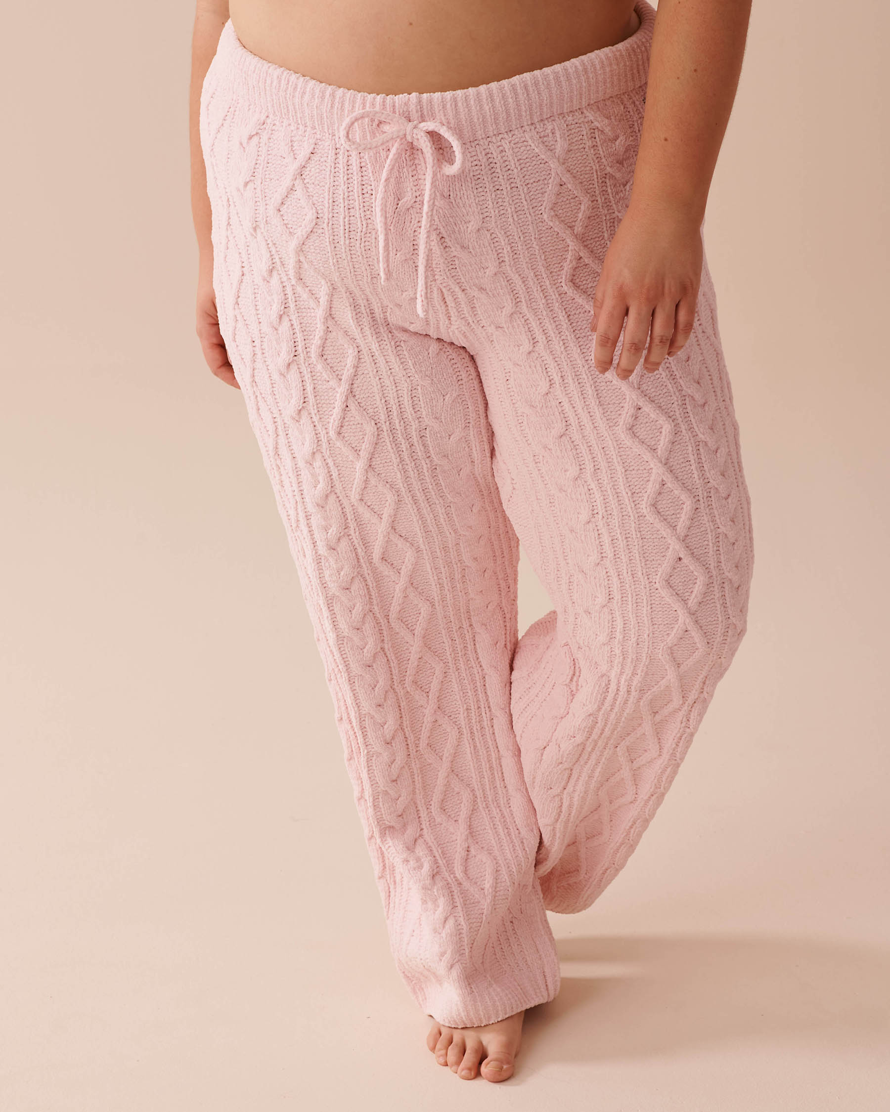 LA VIE EN ROSE Cable-Knit Chenille Pants Light Pink 50200081 - View1