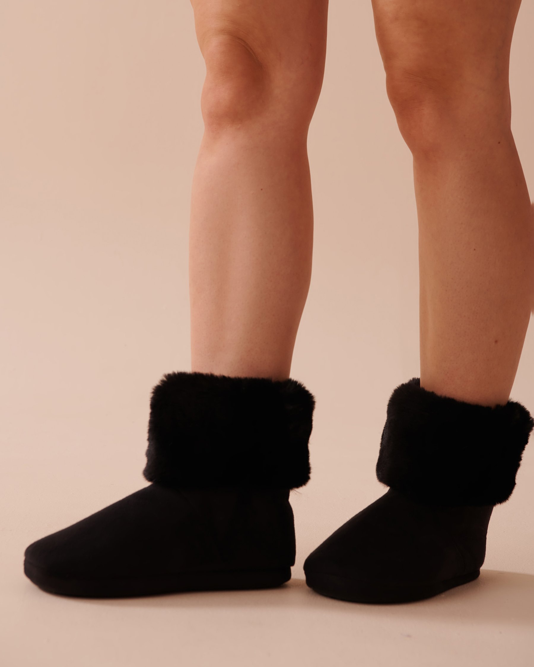 Faux Suede and Fur Bootie Slippers