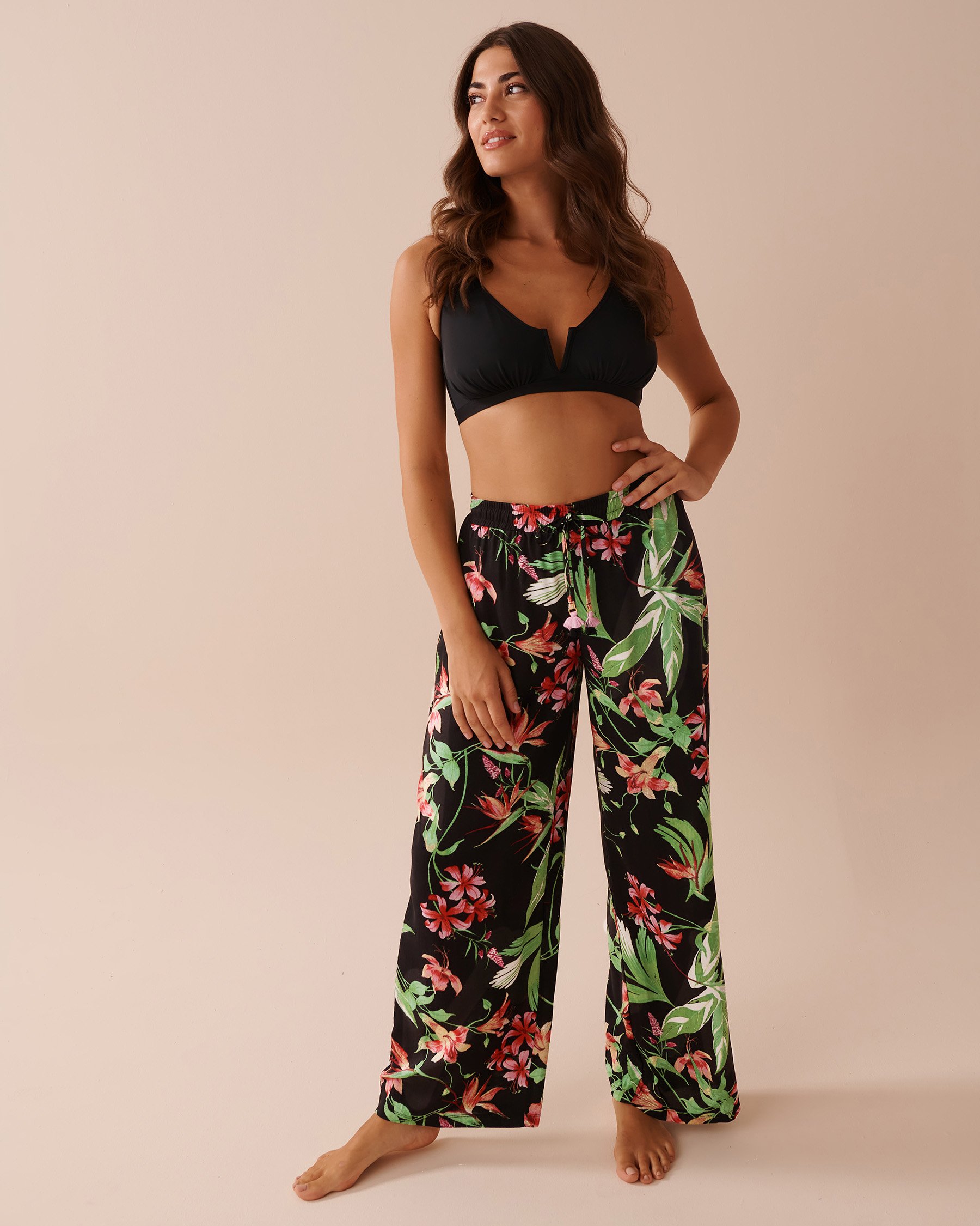 LA VIE EN ROSE AQUA Tropical Wide Leg Pants Tropical Retreat 80200055 - View1