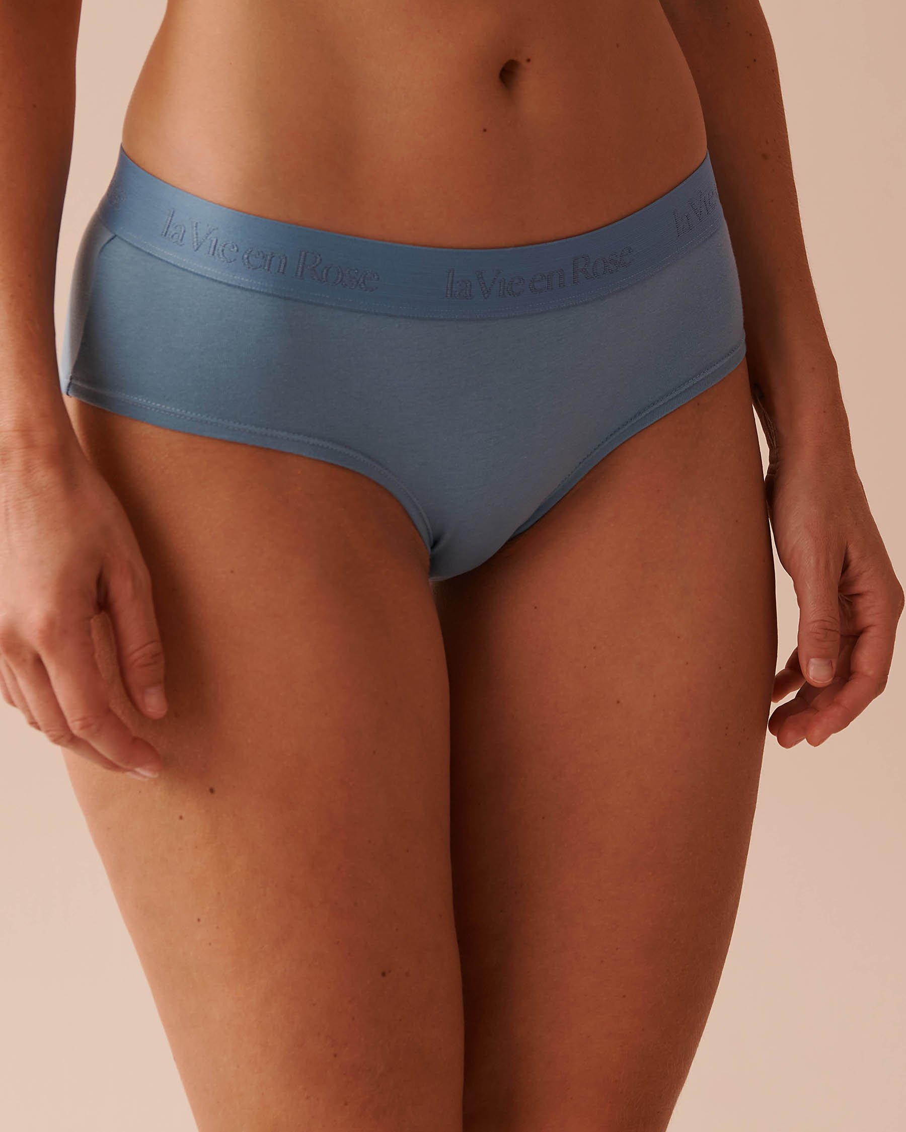 LA VIE EN ROSE Cotton and Logo Elastic Band Hiphugger Panty Nordic Blue 20100519 - View1