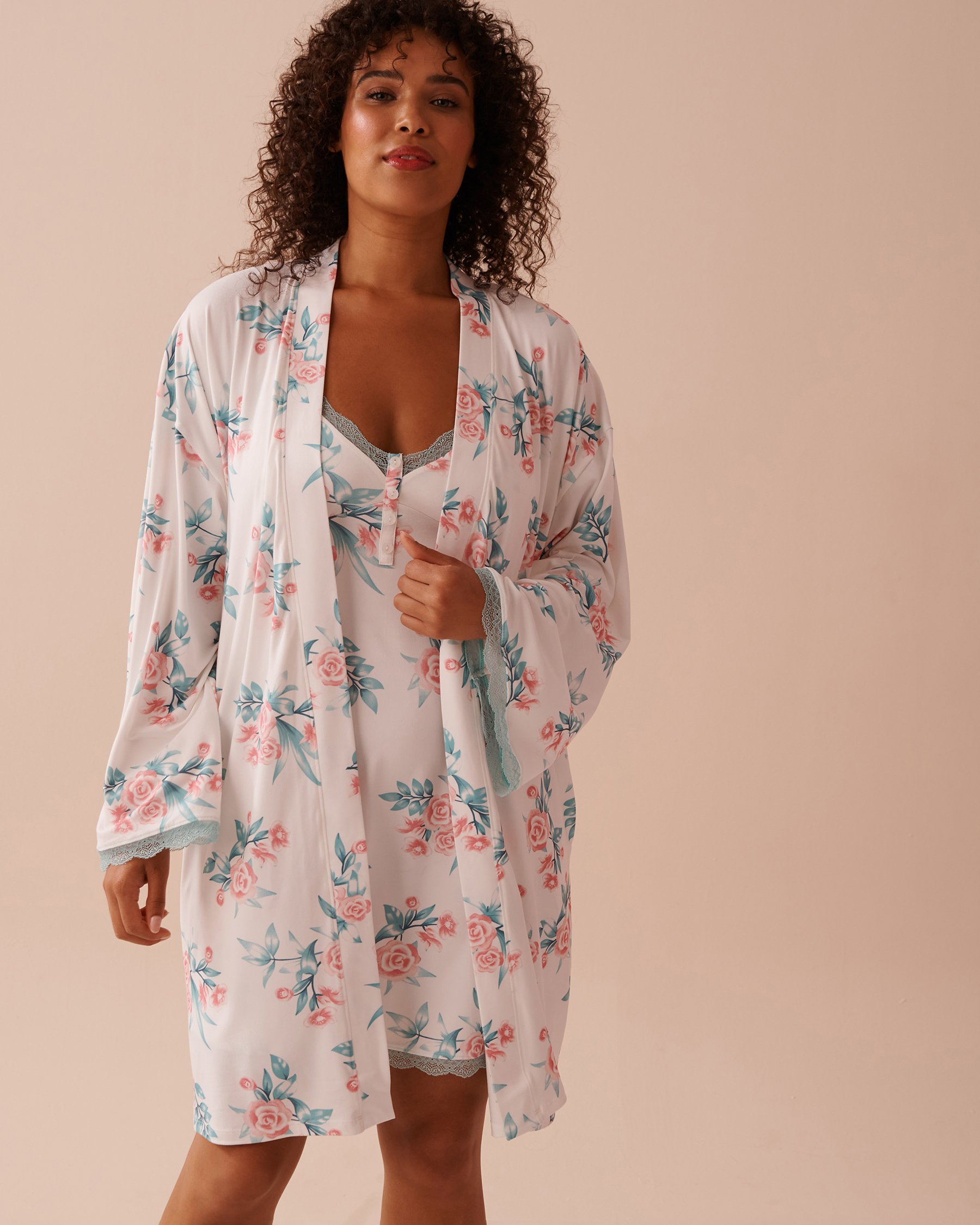 Rose Garden Print Super Moose Fair Isle Soft Kimono