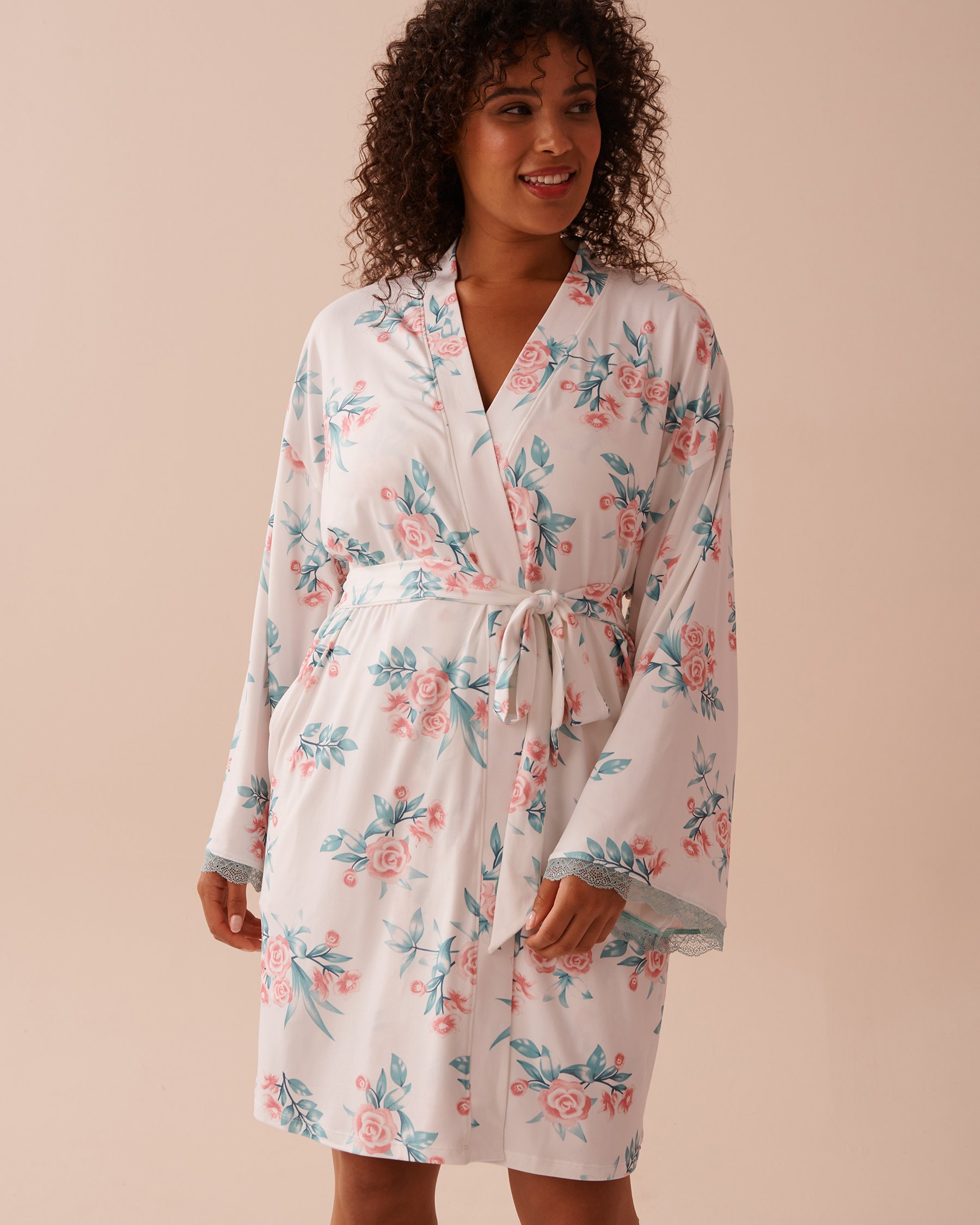 Rose Garden Print Super Moose Fair Isle Soft Kimono