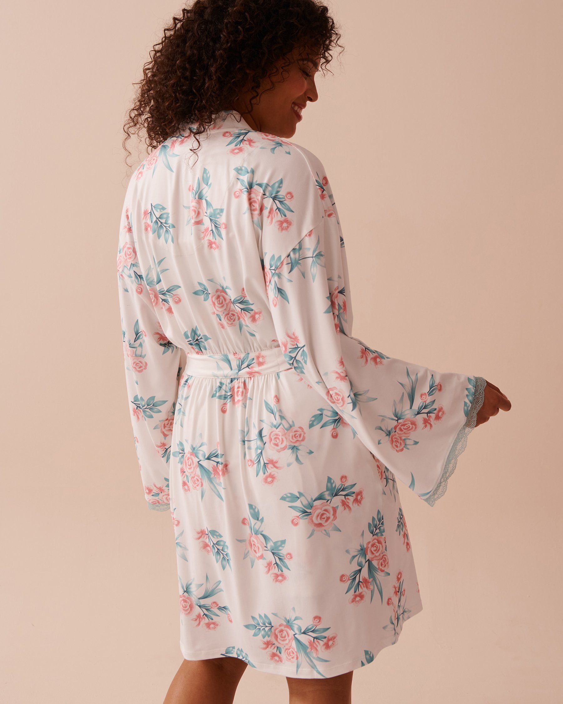 Rose Garden Print Super Moose Fair Isle Soft Kimono