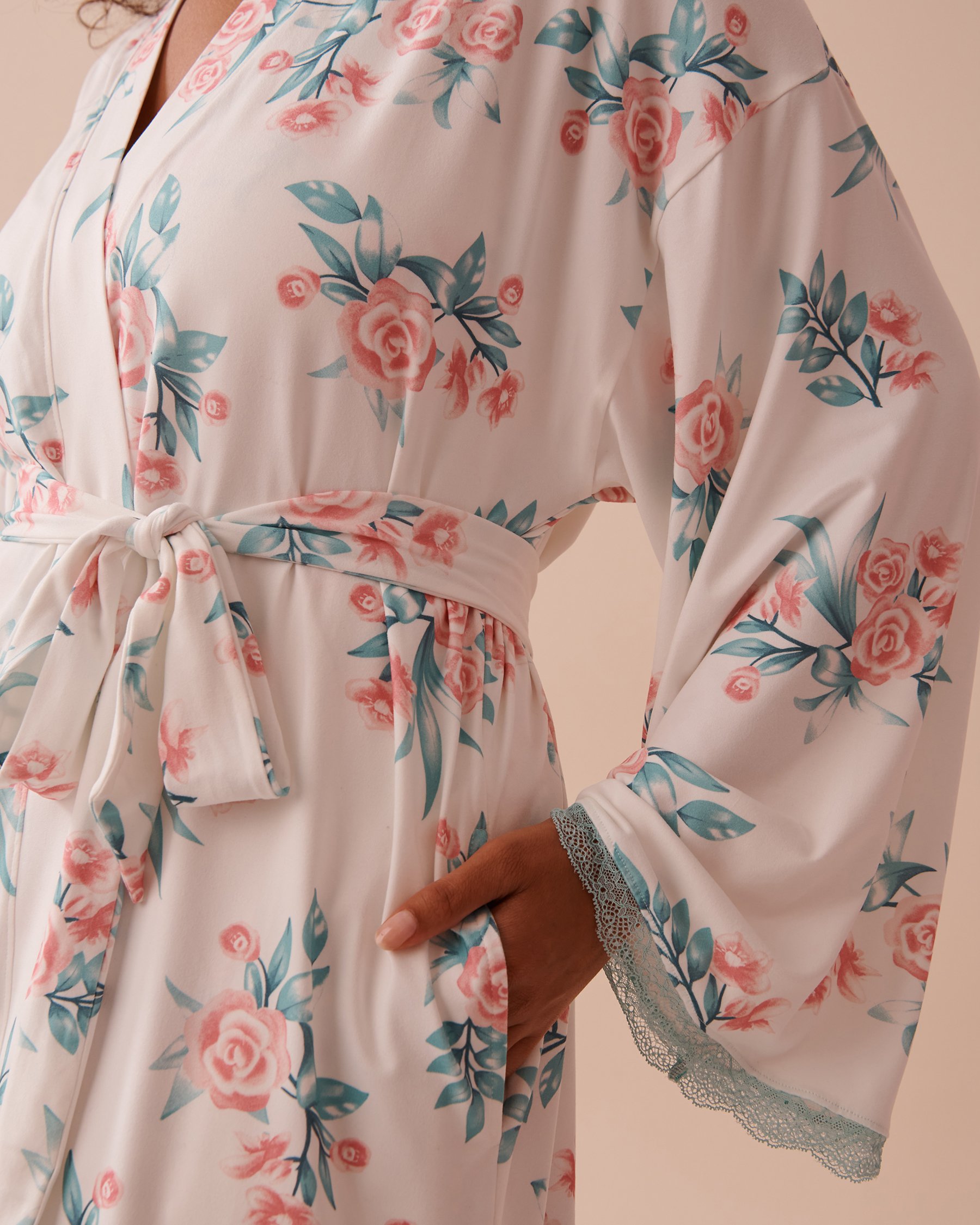 Rose Garden Print Super Moose Fair Isle Soft Kimono