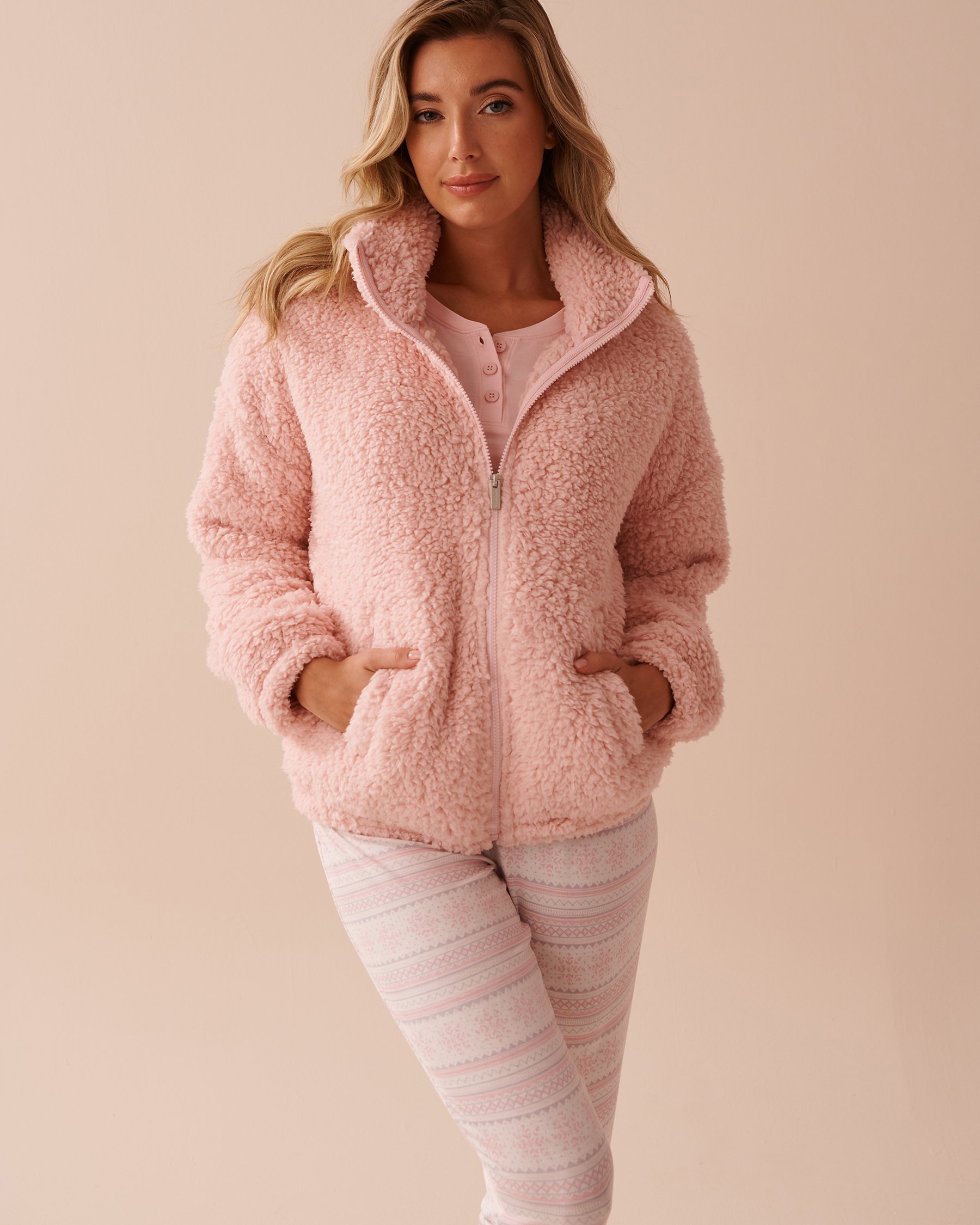 LA VIE EN ROSE Cardigan en sherpa Rose fée 40600191 - View1