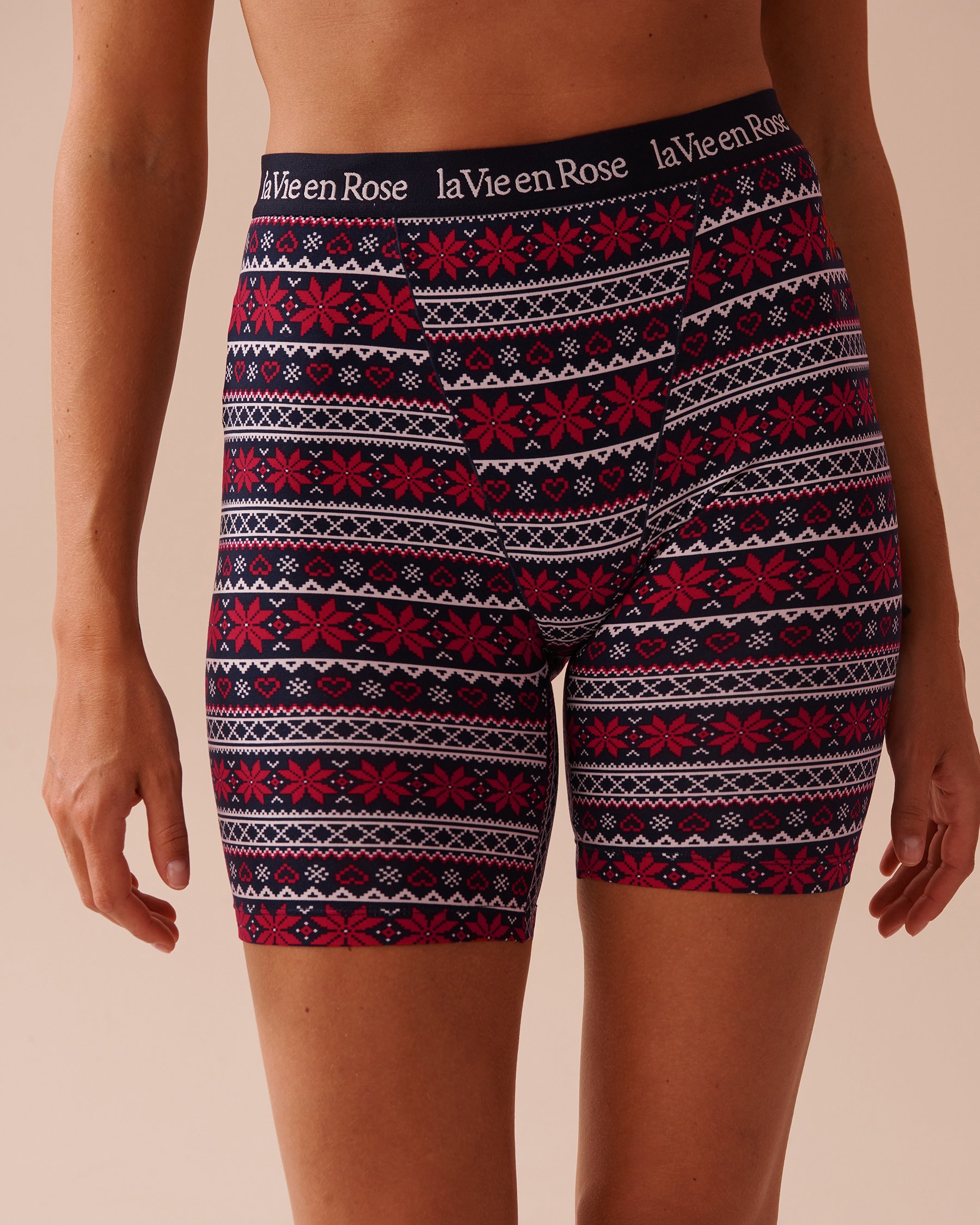 Fair Isle Print Super Soft Biker Style Pajama Shorts