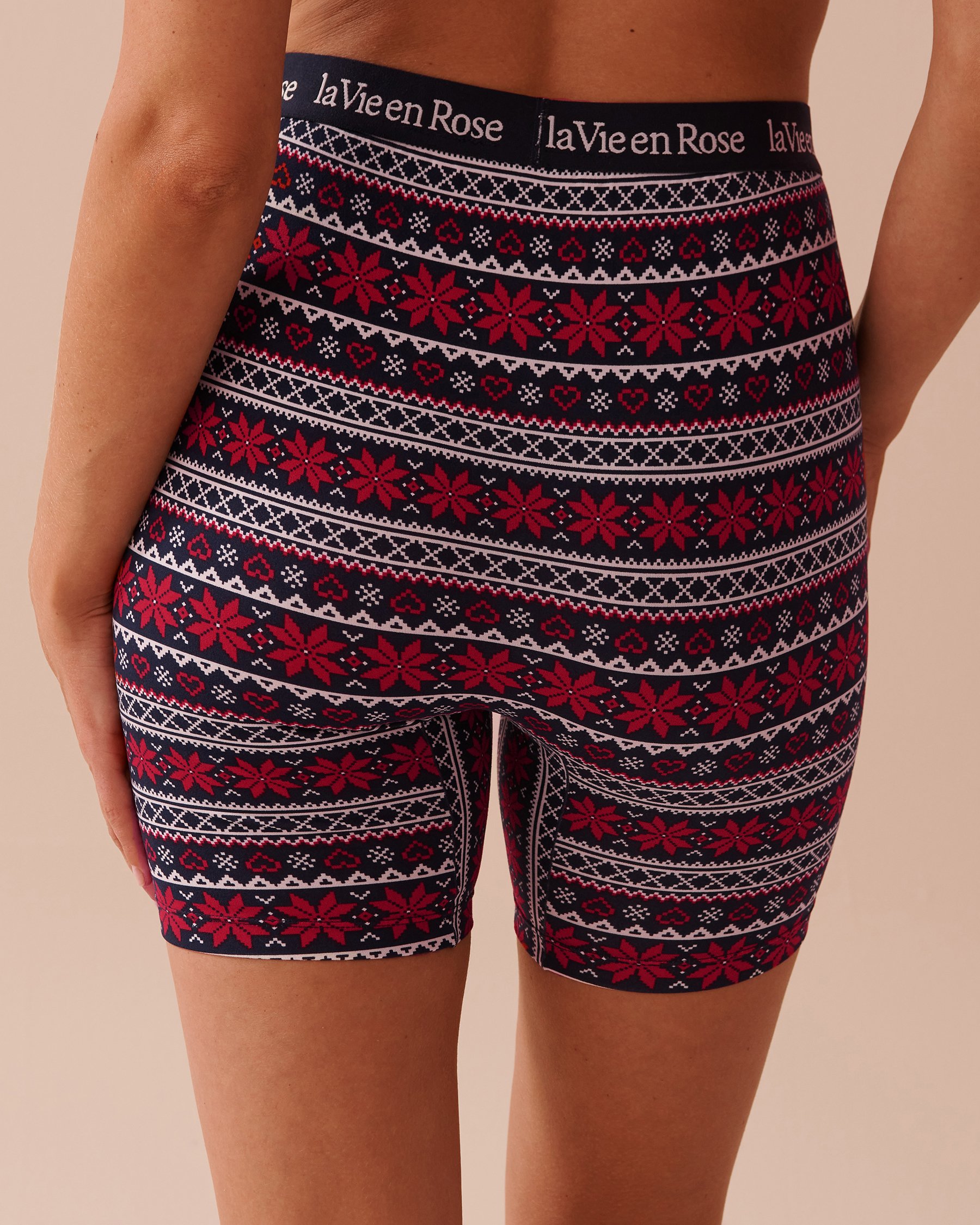 Fair Isle Print Super Soft Biker Style Pajama Shorts