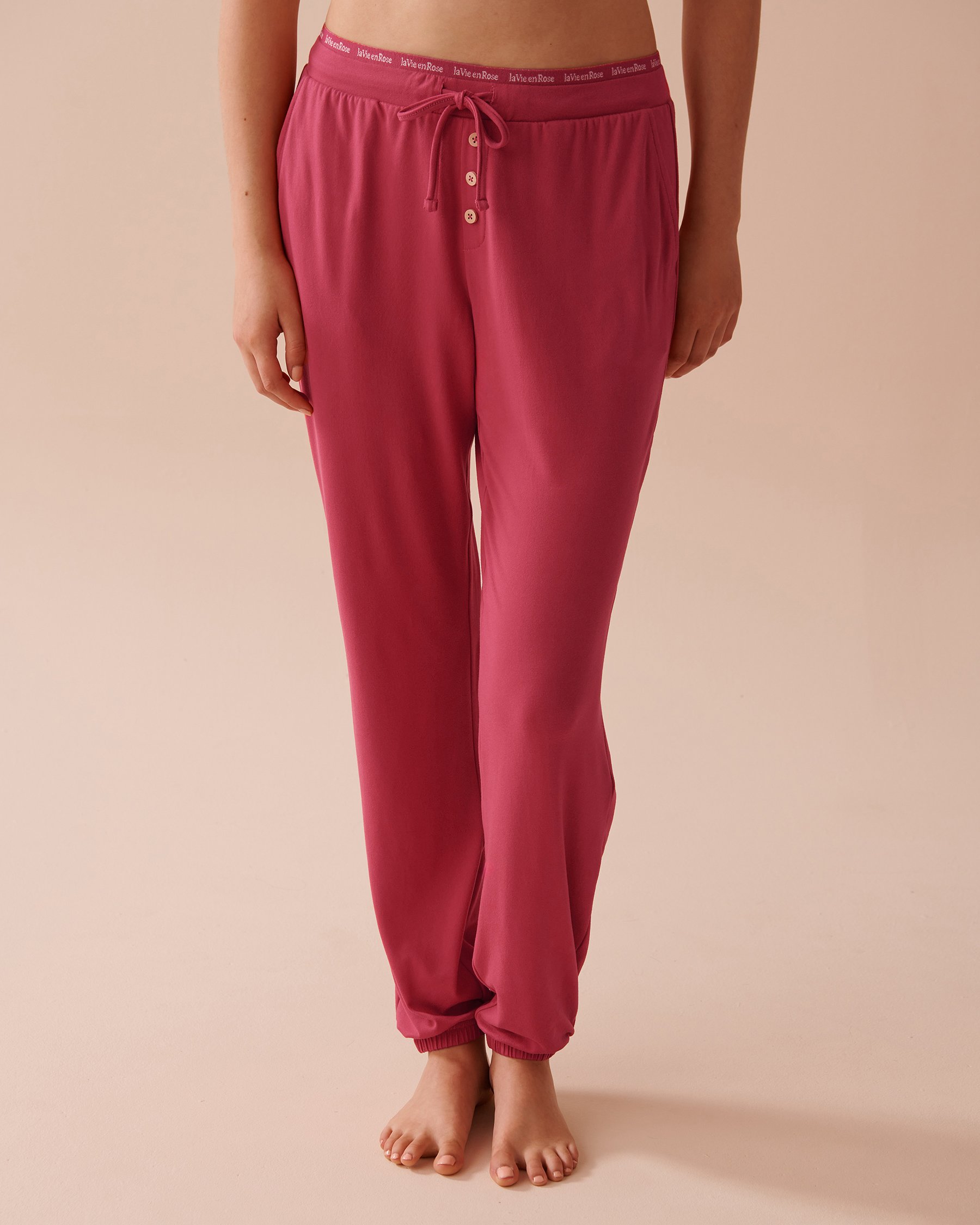 LA VIE EN ROSE Super Soft Jogger Pajama Pants Cherry Red 40200659 - View1