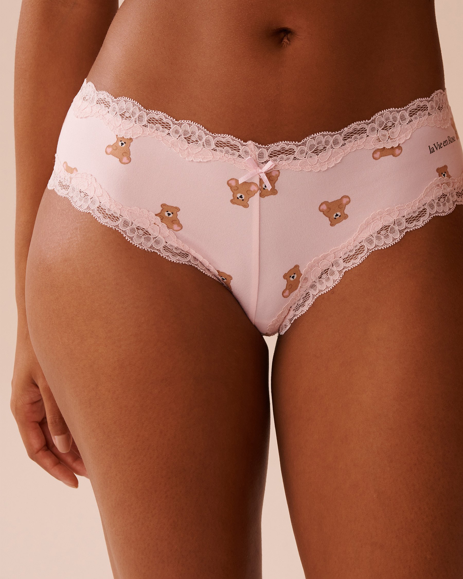 LA VIE EN ROSE Super Soft Lace Trim Cheeky Panty Pink/Teddy Bears 20100554 - View1